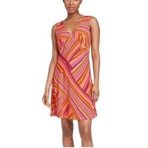 ✅Wild Fable V-Neck Sleeveless Pink & Orange Stripe 70's Style Mini Dress | Large